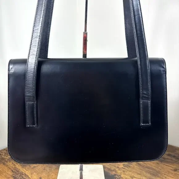 Burberry Nova Check Black Leather Shoulder Bag Authentic Vintage - Picture 3 of 16